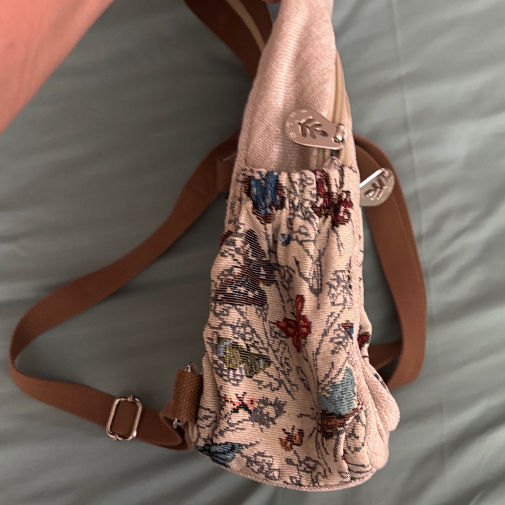 Floral & Butterfly Embellished/Beige-Multi Backpack - Picture 6 of 7
